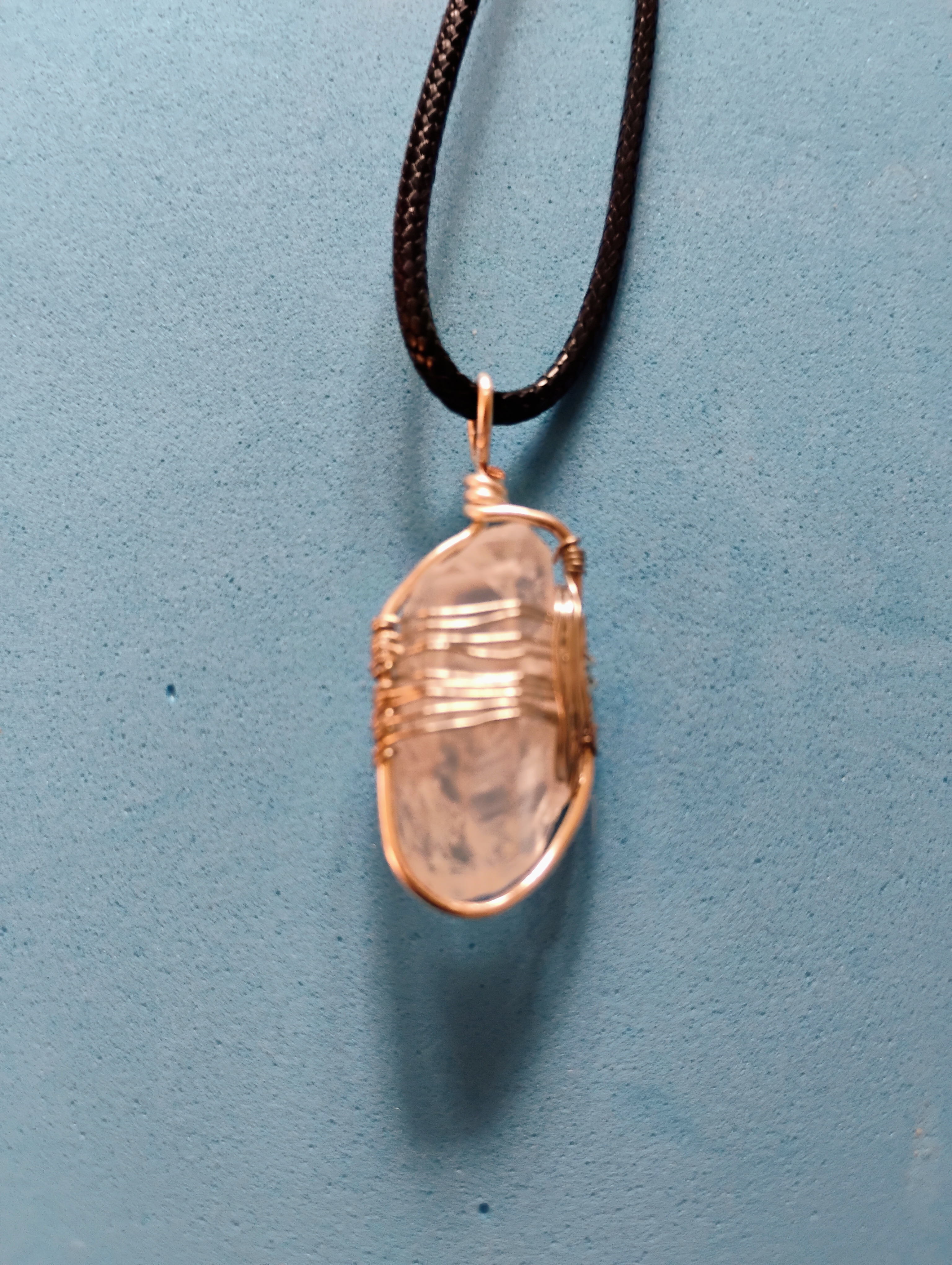 Wire-Wrapped Clear Quartz Pendant Necklace