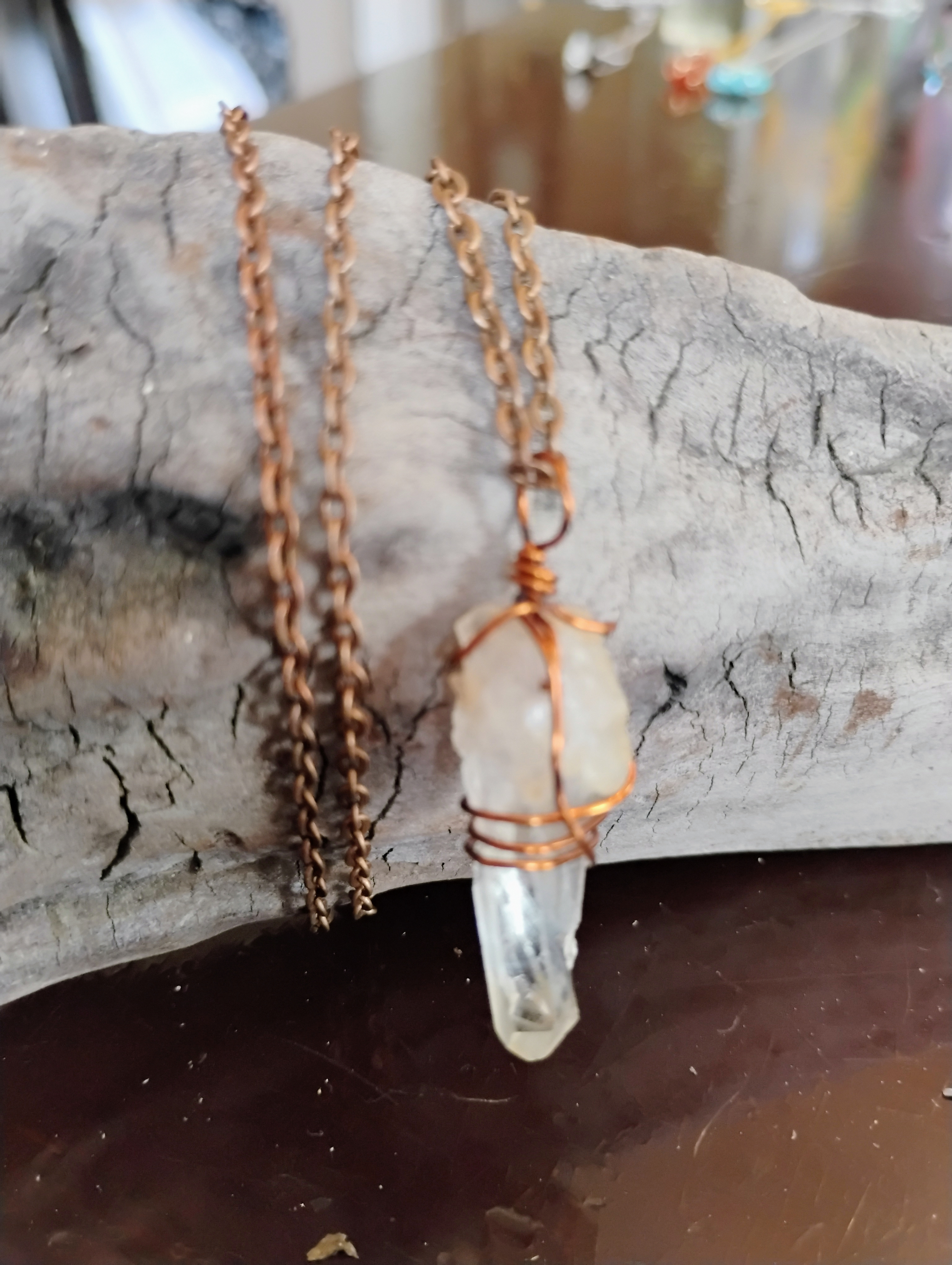Clear Quartz Crystal Pendant Necklace