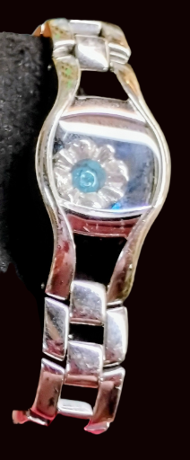 Floral Silver-toned Bracelet Watch