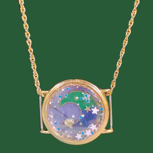 Moon & Stars Watch Pendant Necklace