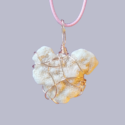 Wire Wrapped Coral Pendant