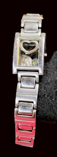 Silver Heart Charm Ladies Watch Bracelet