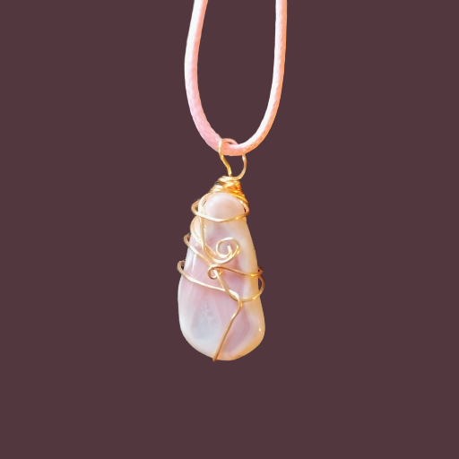 Pink Stone Wire-Wrapped Pendant