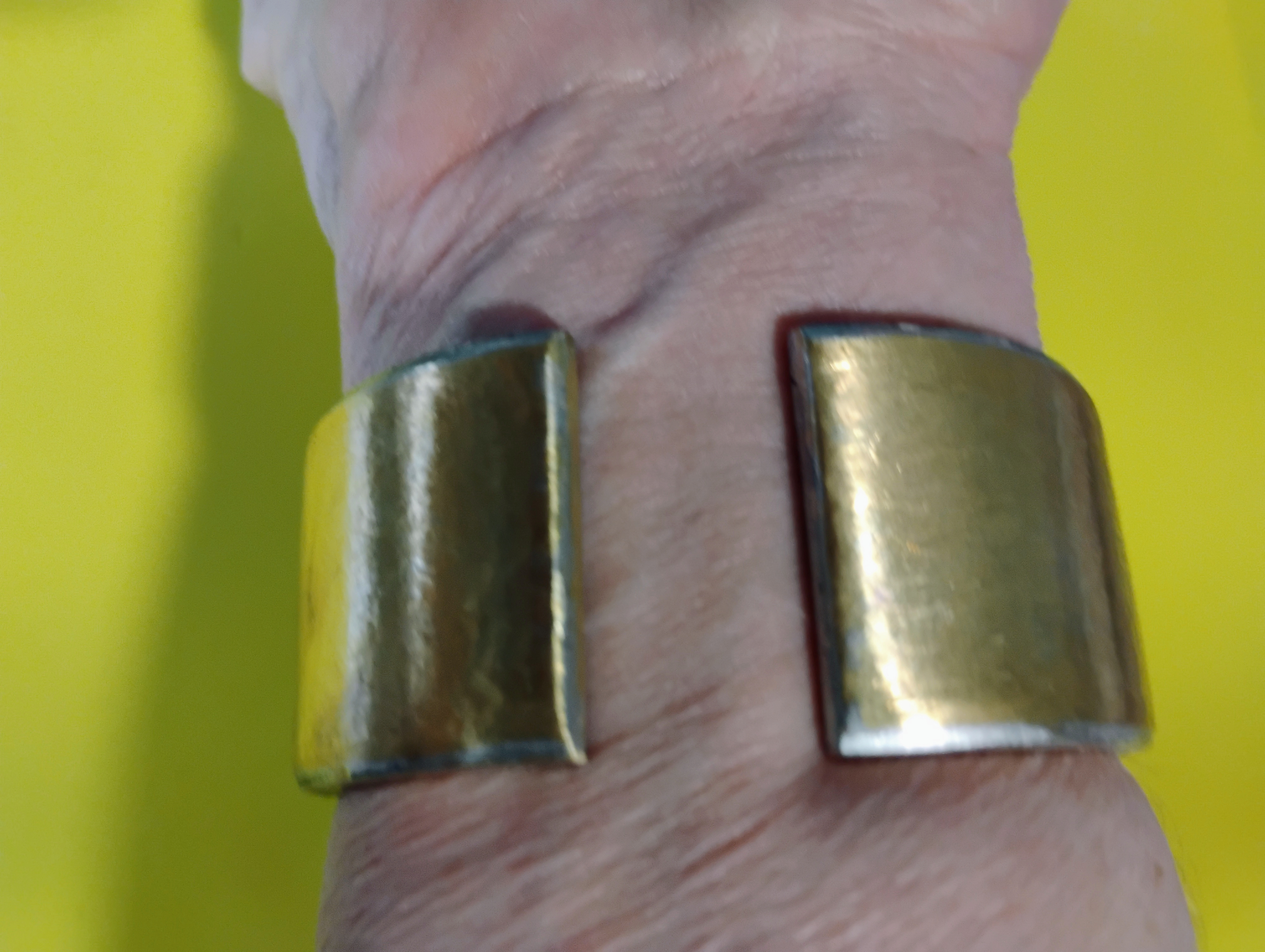 Peace Symbol Brass and Silver toned Cuff Bracelet