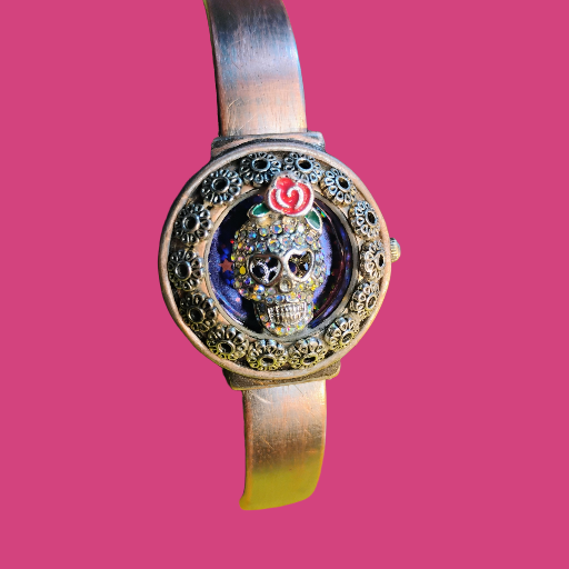 Skull Decor Bangle Watch