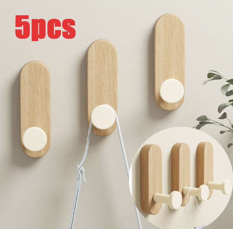 Wooden Wall Hooks (5pcs)
