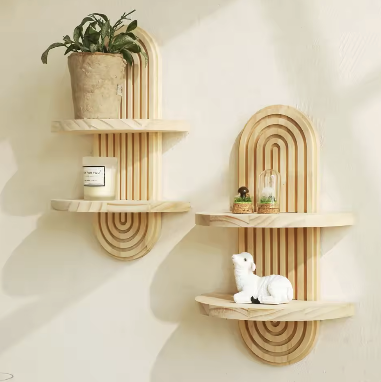 Modern Wooden Wall Shelf Set