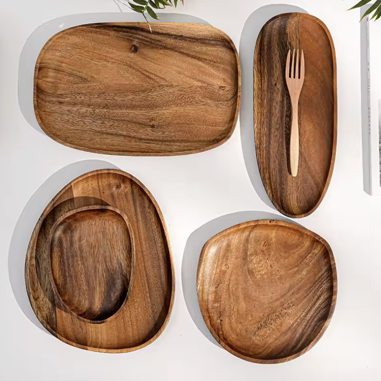 Acacia Wood Plate Set