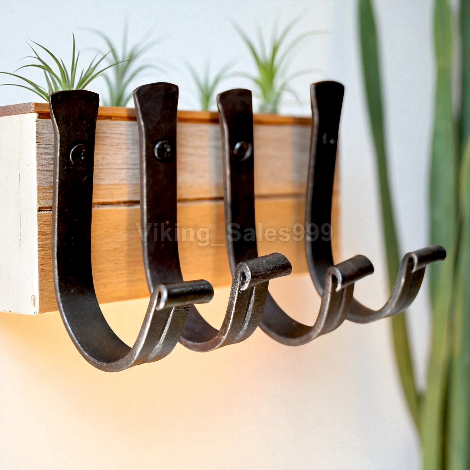Wooden Wall Hook Rack with Planter