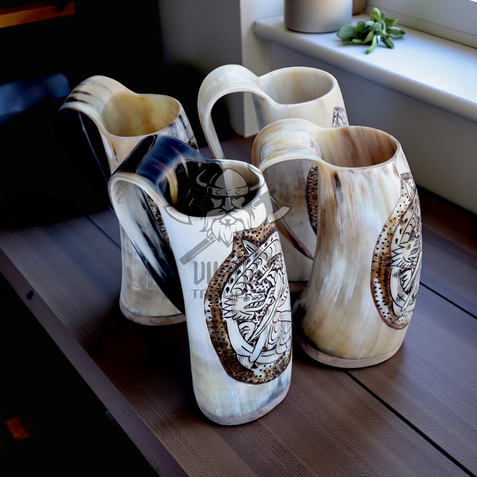 Engraved Horn Pitcher