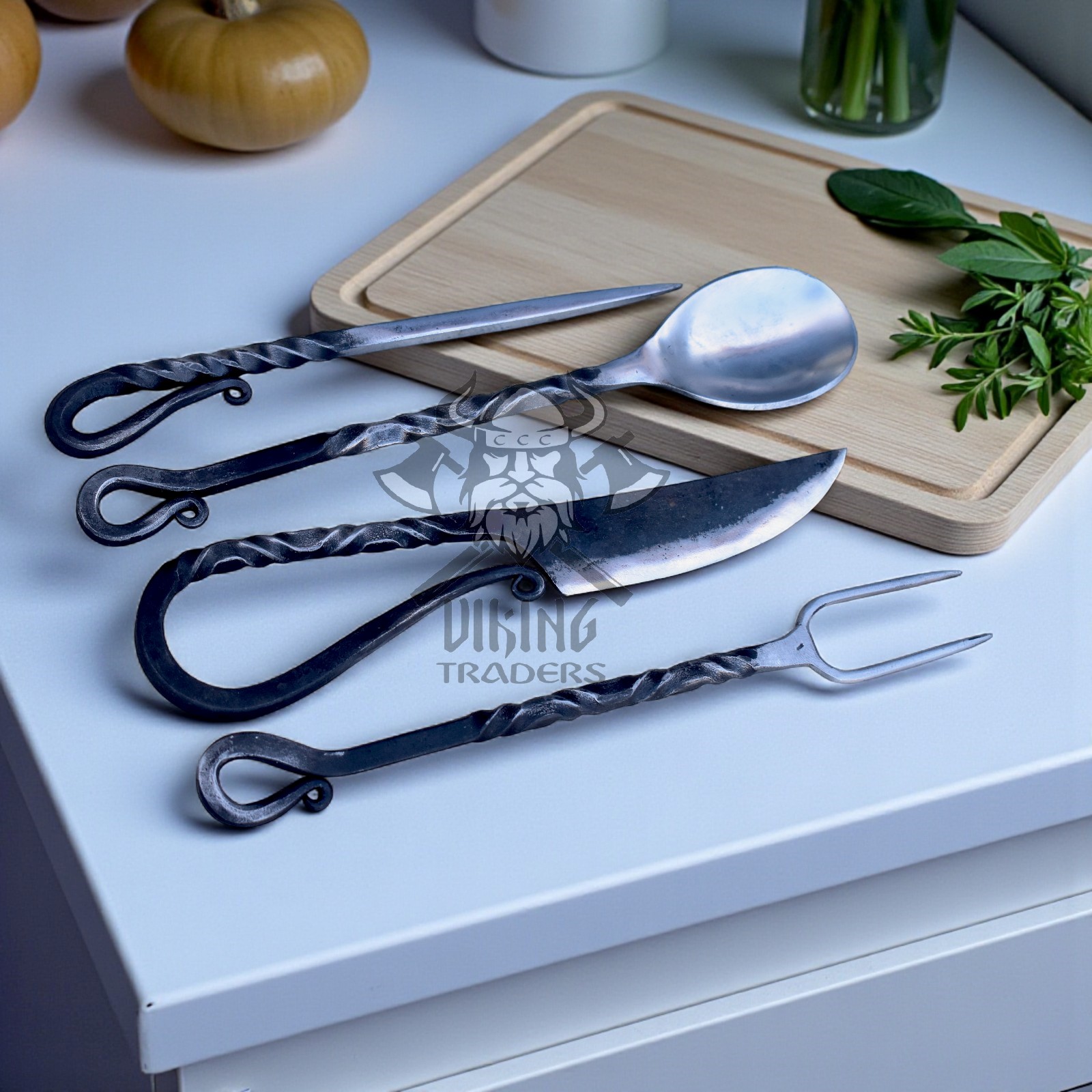 Viking Style Hand-Forged Cutlery Set