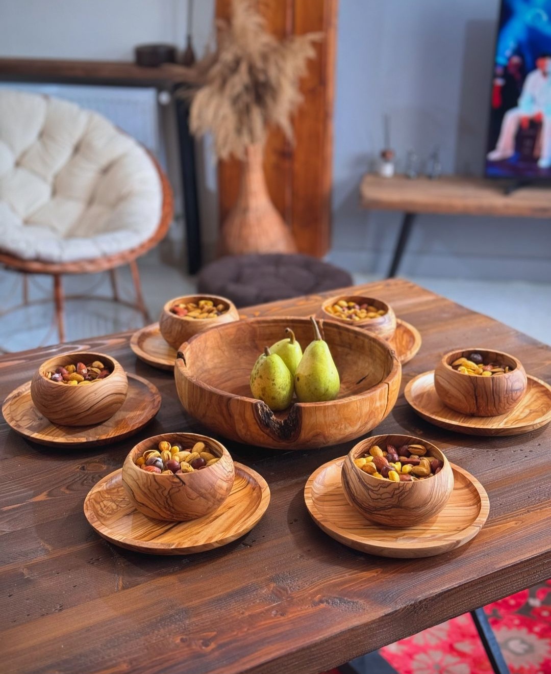 طقم صحون خشبية