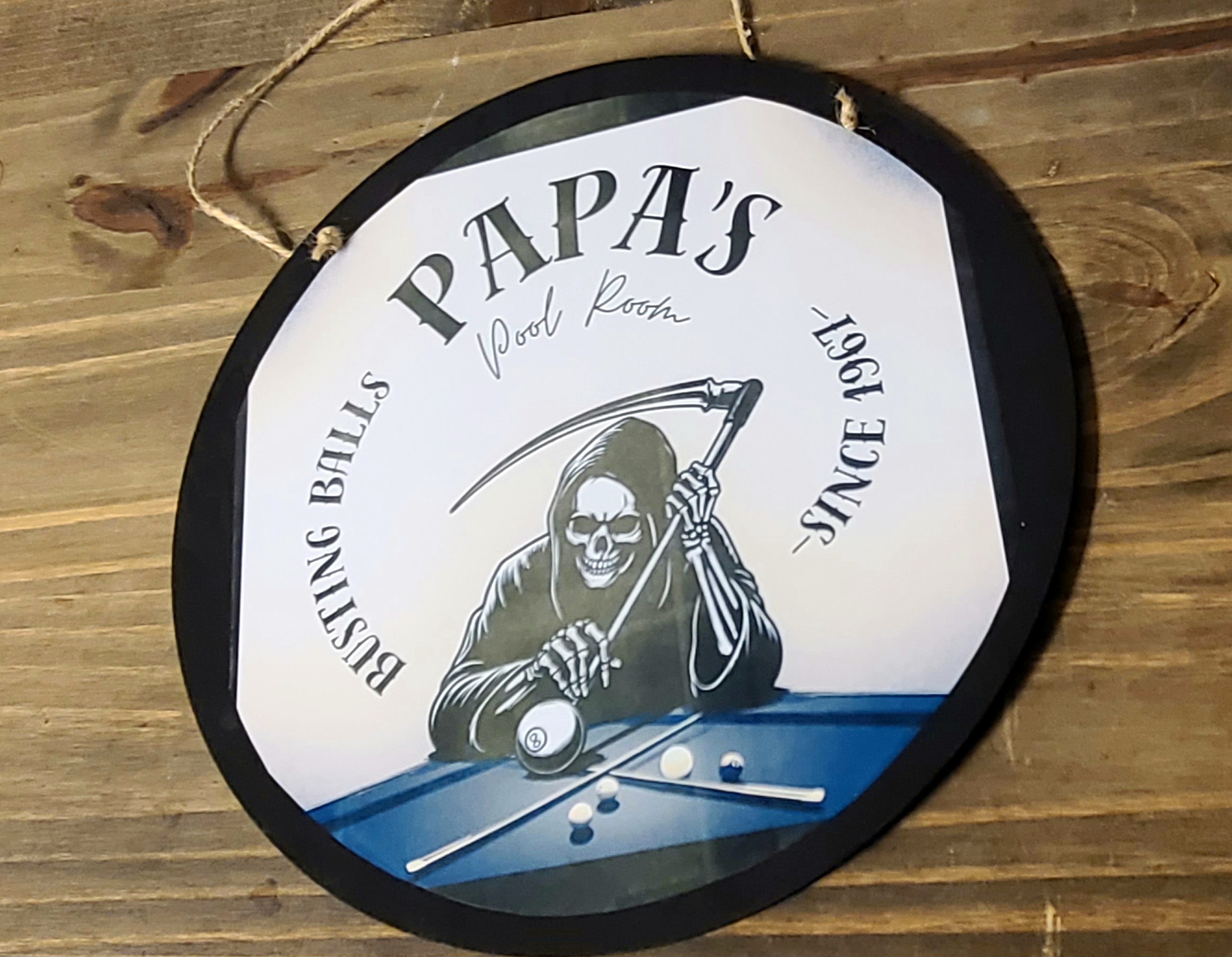Papa's Pool Room Sign