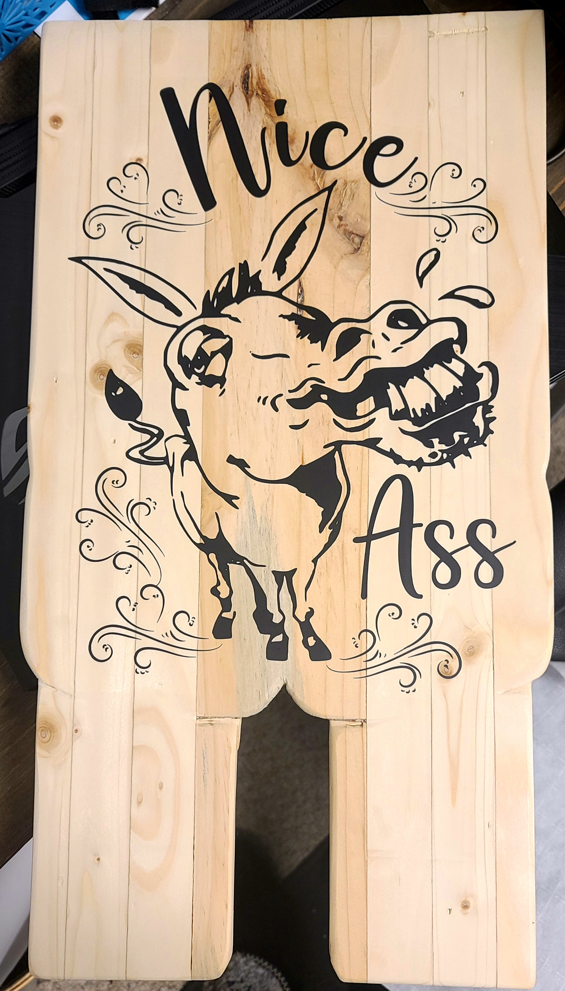 Giggle inducing Donkey Wooden Wall Sign