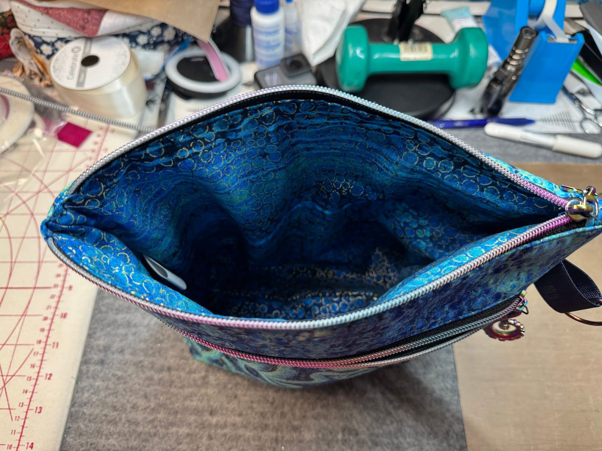 Octopus Print Two Pocket Zipper Pouch