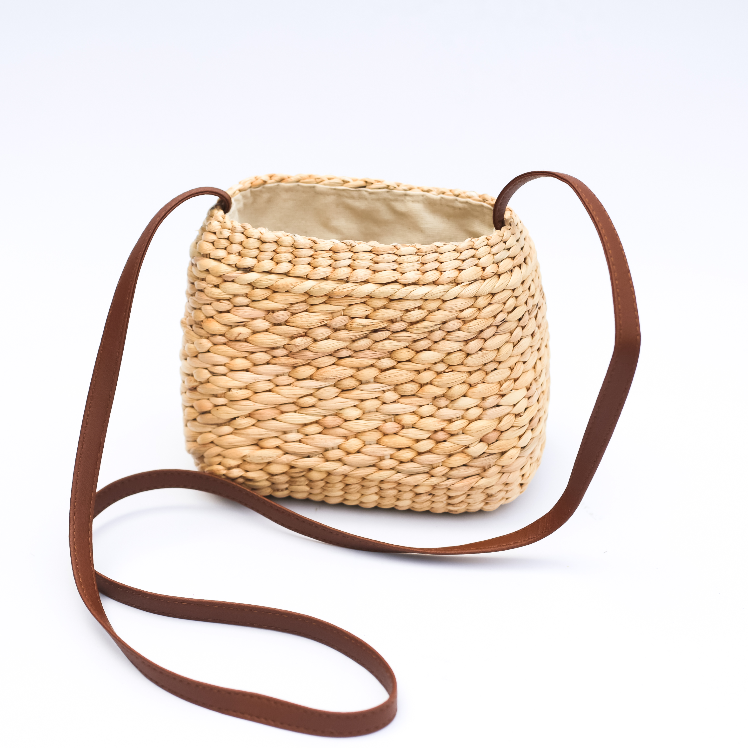 Shaped Woven Water Hyacinth Bag