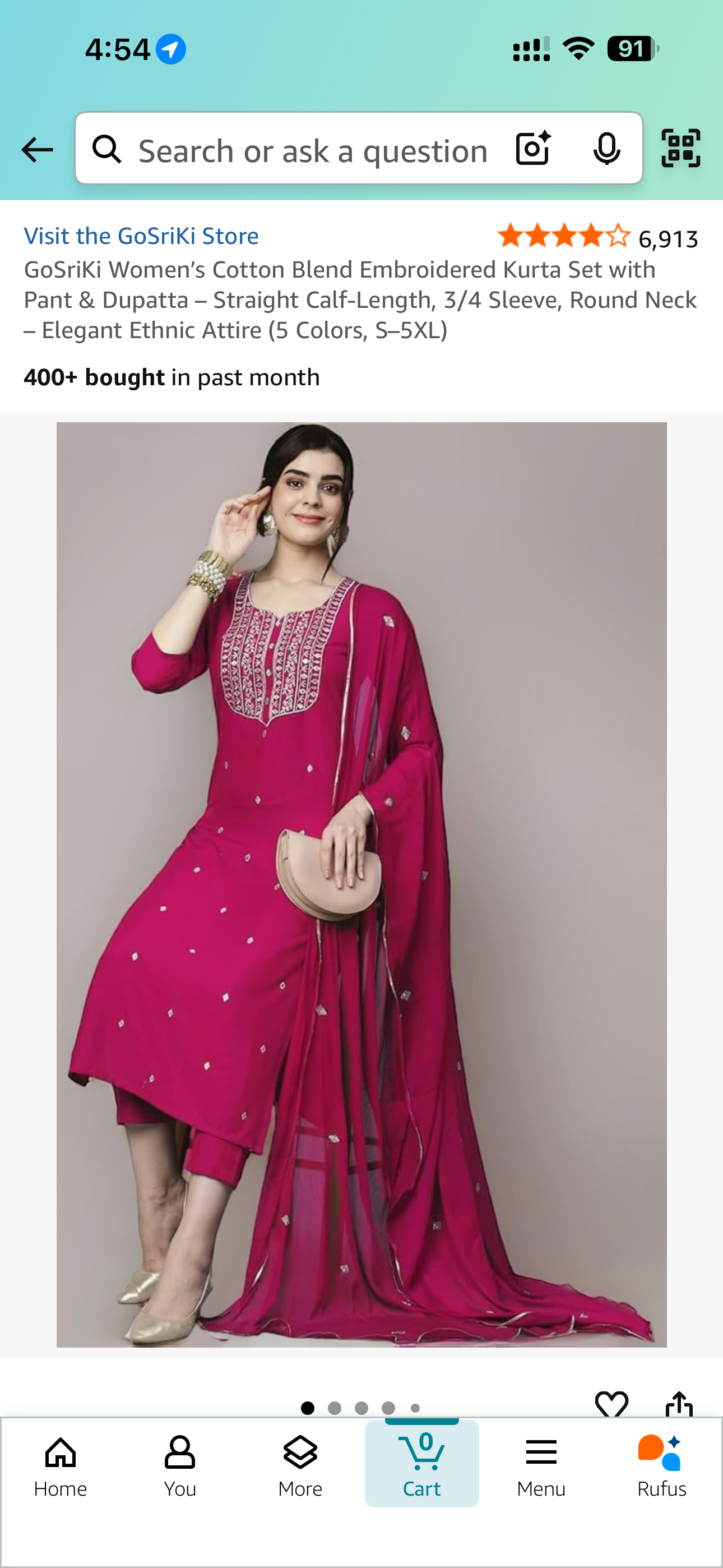 Embroidered Kurta Set with Pant & Dupatta