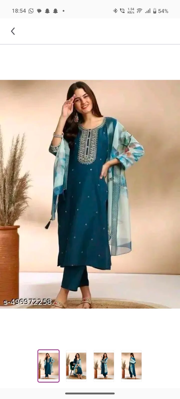 Embroidered Blue Kurti Set