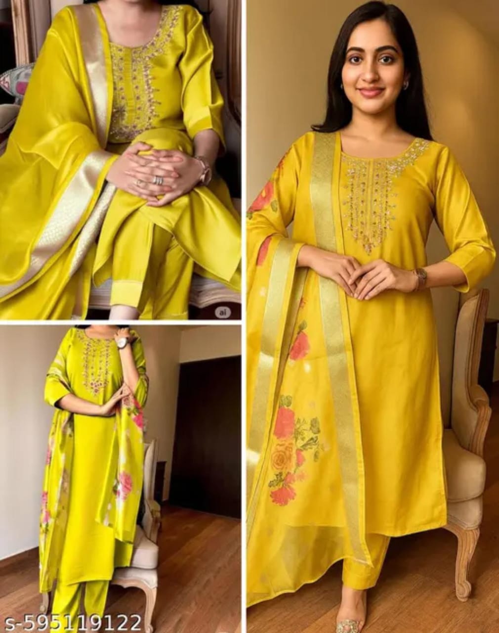 Yellow Embroidered Kurta Set