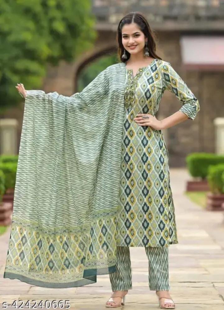 Printed Cotton Kurti Set