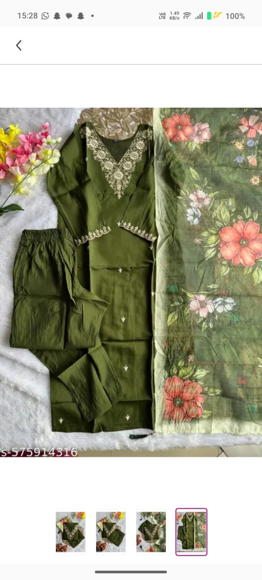 Olive Green Salwar Suit Set