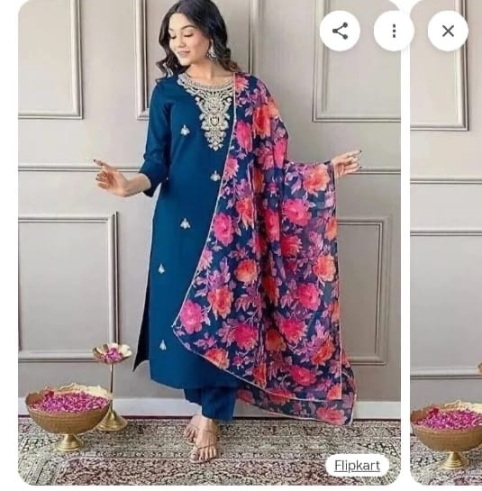 Embroidered Blue Ethnic Suit Set