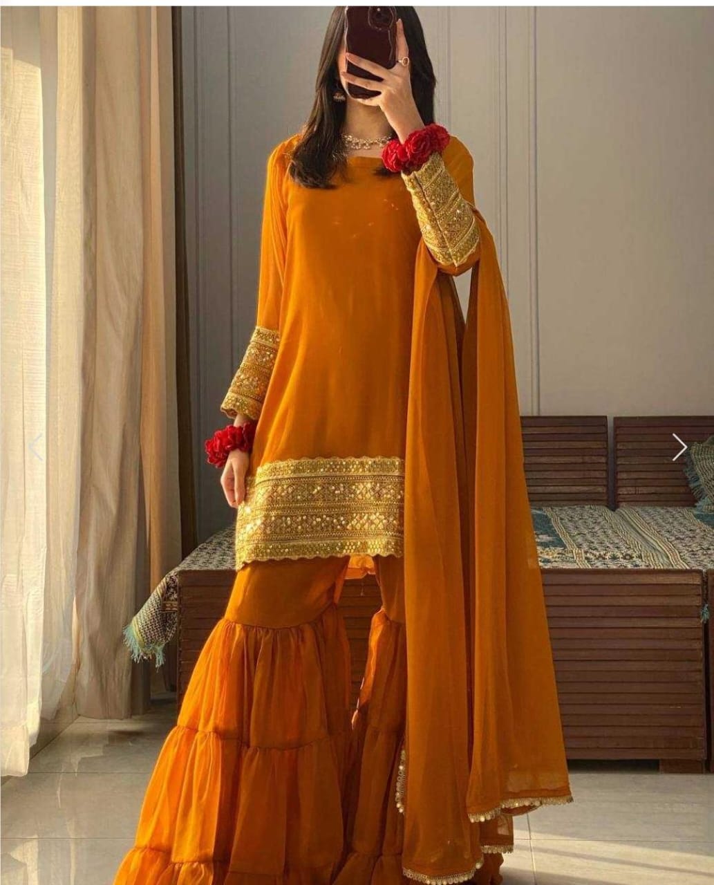 Mustard Sharara Suit Set