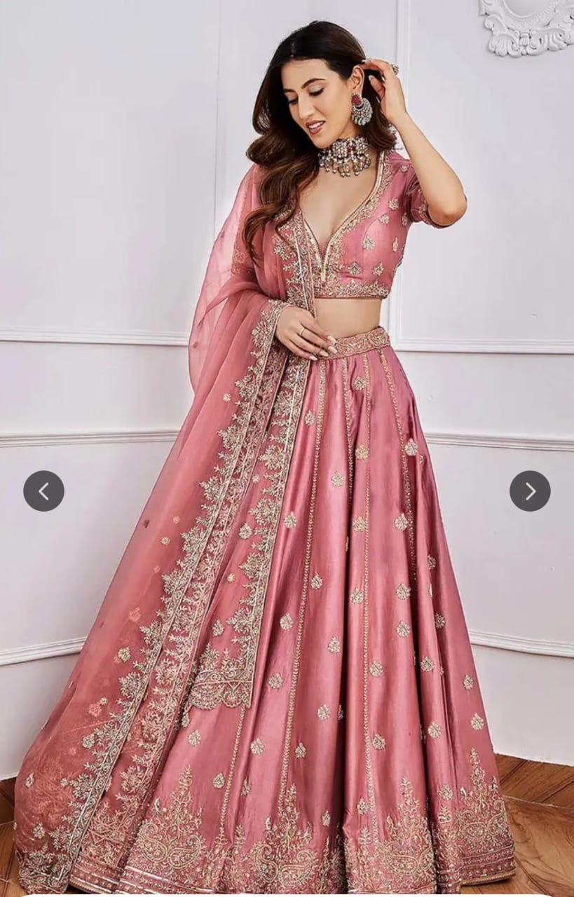 Pink Embroidered Lehenga