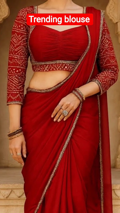 Red Embroidered Saree with Designer Blouse