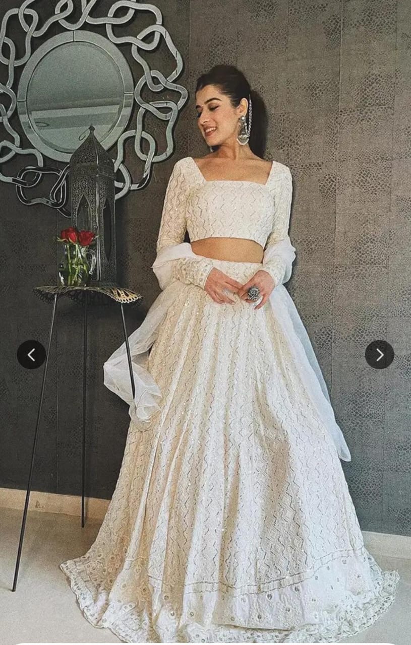 Elegant White Lace Lehenga