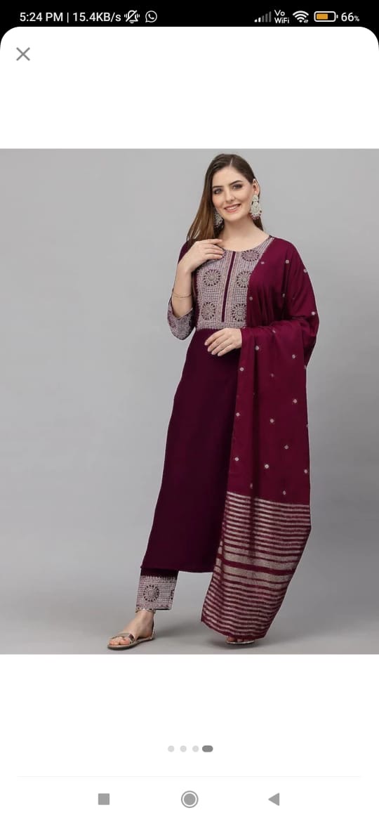 Maroon Printed Kurti Set
