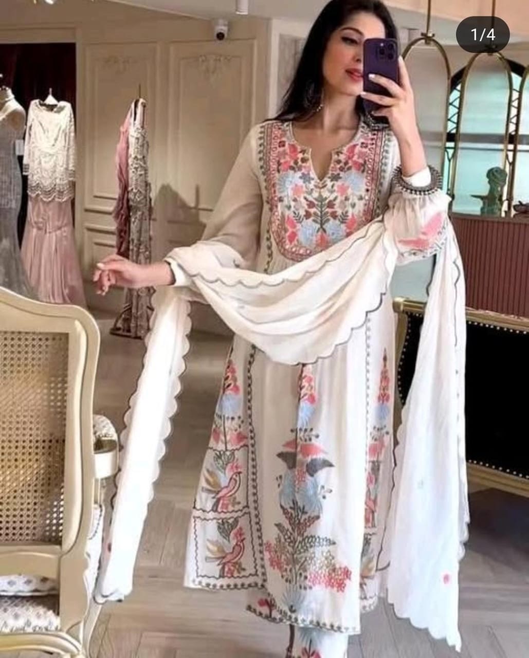 Embroidered Floral Kurti Set