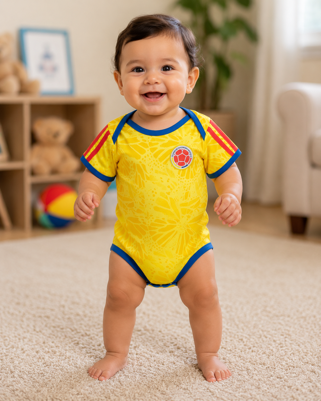 Colombia Soccer Baby Onesie | Yellow Blue Romper