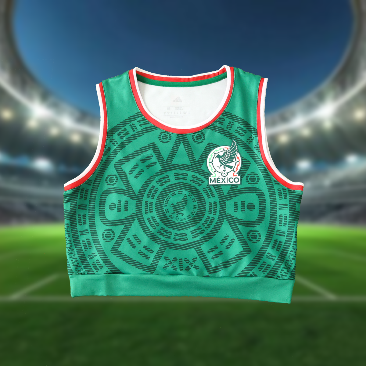Mexico Women’s Crop Jersey Tank Top | Retro Aztec Style Soccer Fan Jersey 