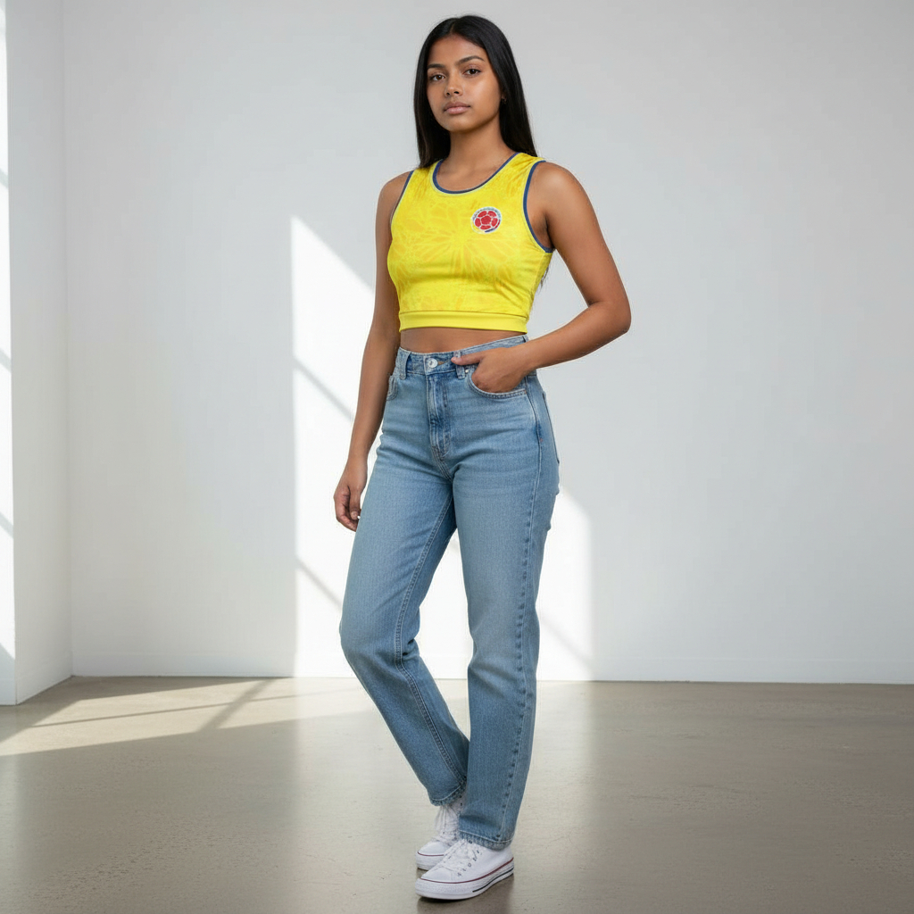 Colombia Soccer Jersey Tank | Sleeveless Cropped Top
