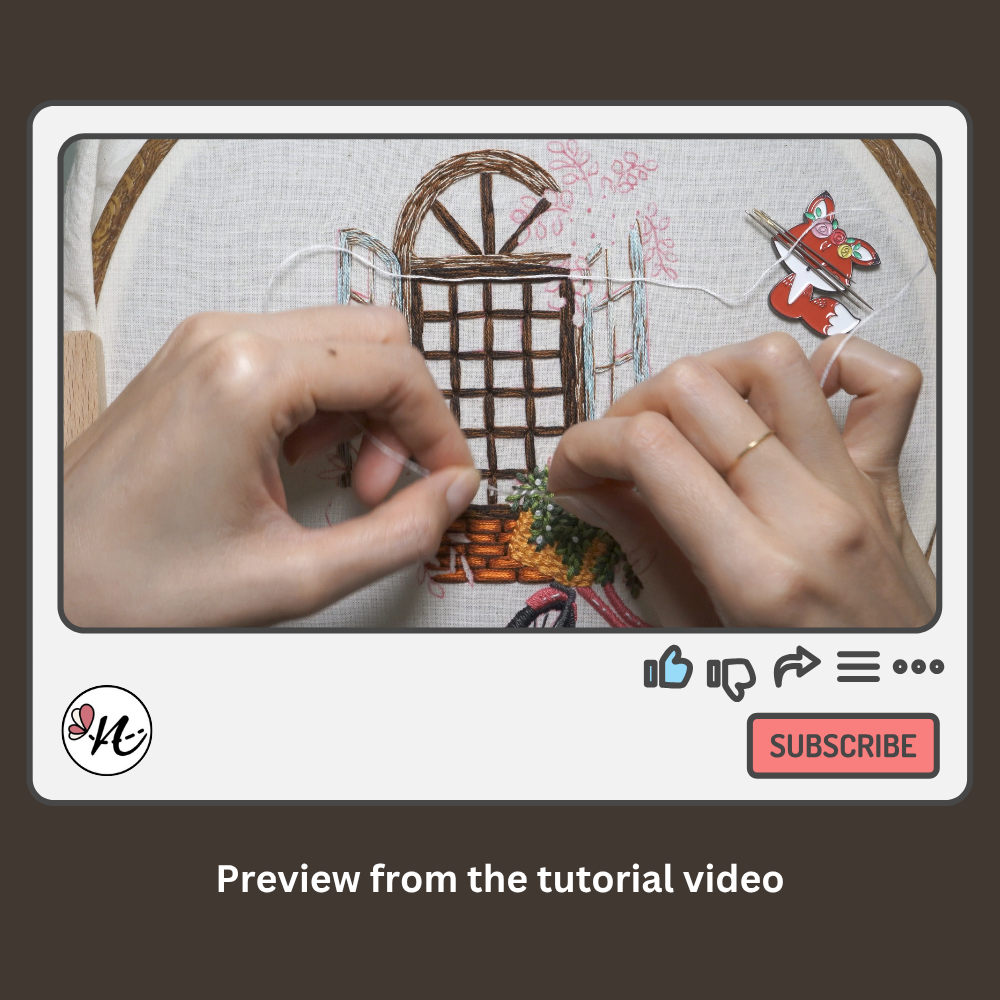 Rustic Garden Window Bicycle Embroidery Pattern and Guide