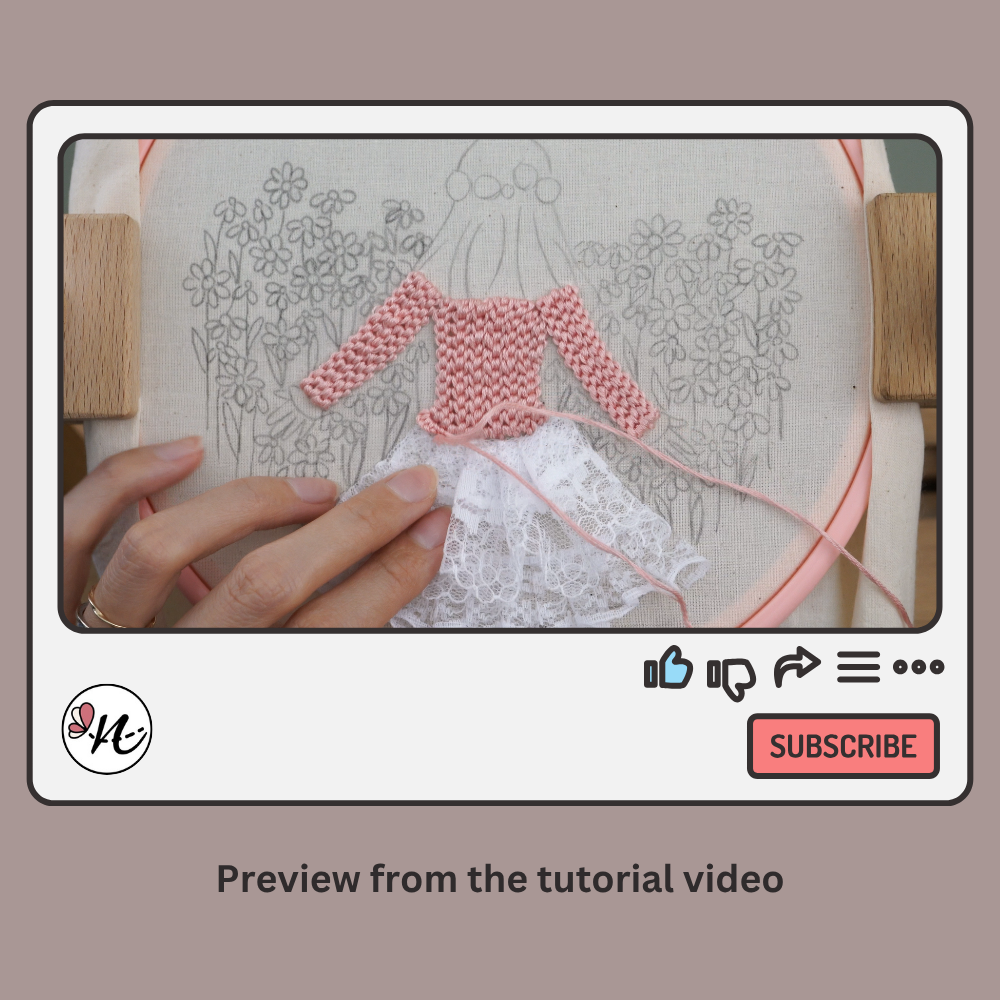 Girl in 3D Rose Sweater Embroidery Pattern and Guide