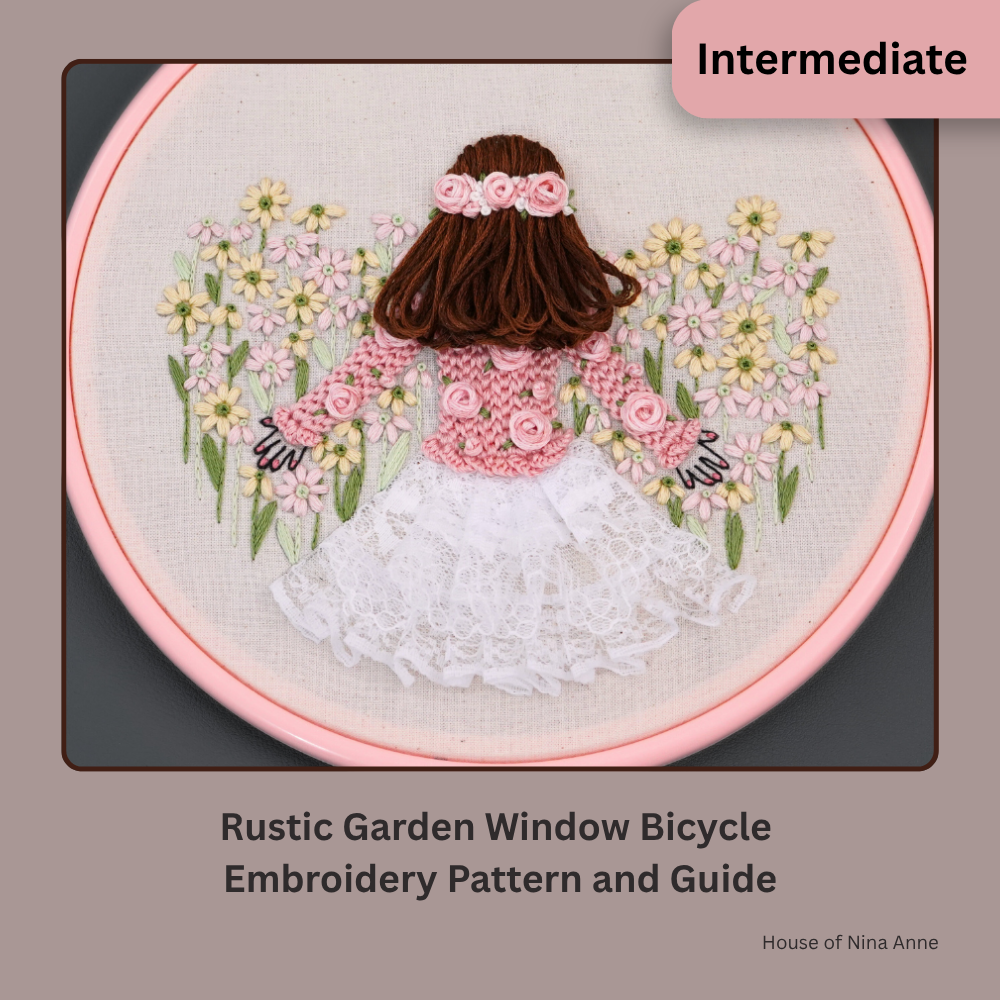 Girl in 3D Rose Sweater Embroidery Pattern and Guide