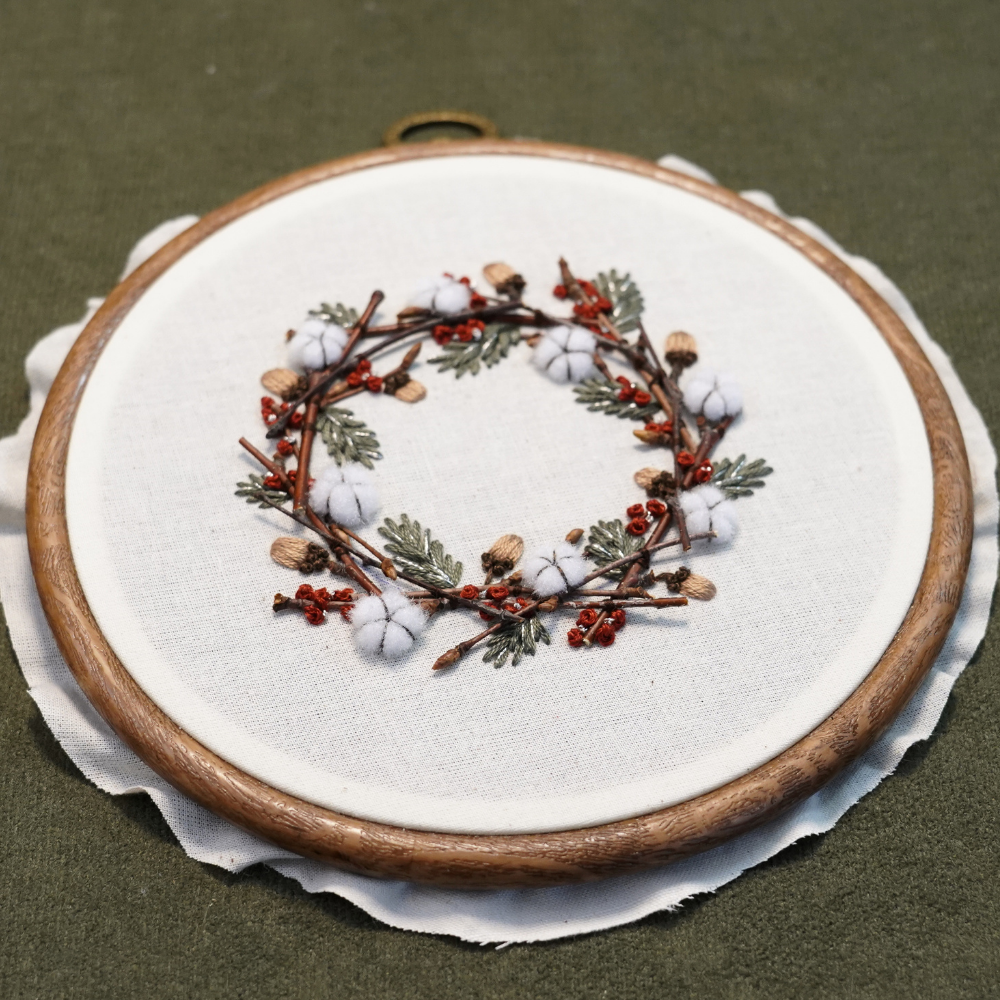 Winter Wreath Embroidery Pattern and Guide