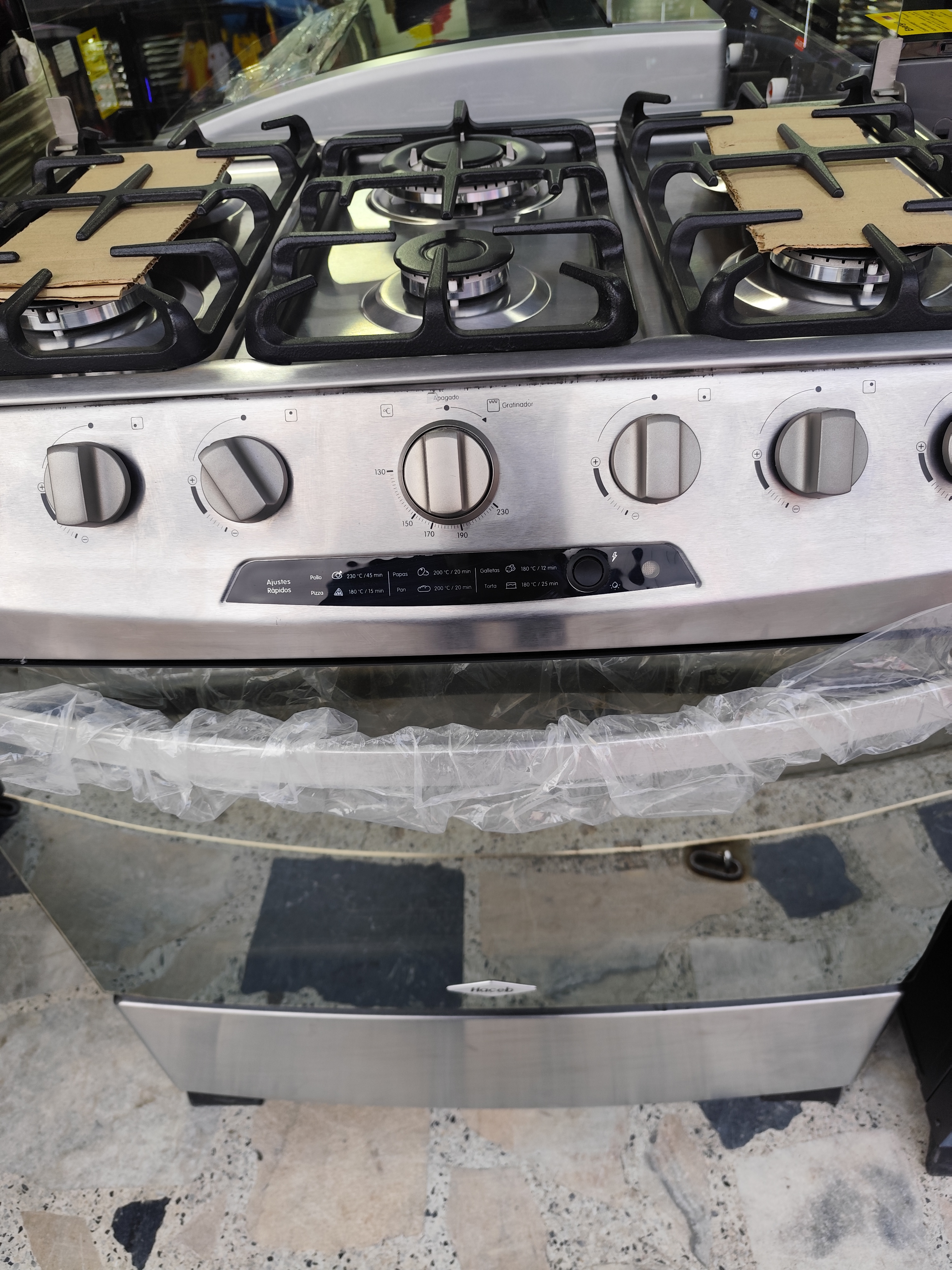 Estufa de piso HACEB 6 puestos horno gratinador 