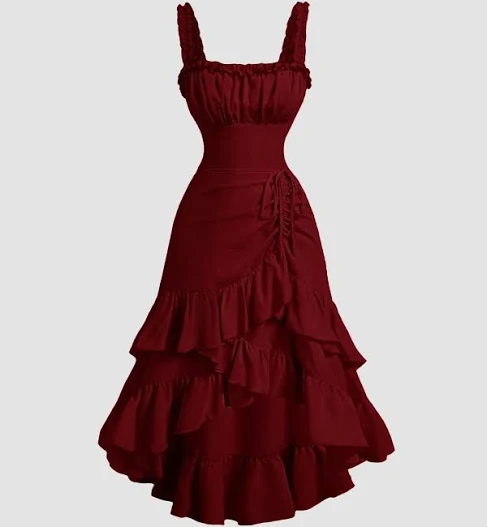 Elegant Burgundy Ruffle Dress