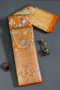 Orange Kanjivaram Silk Saree