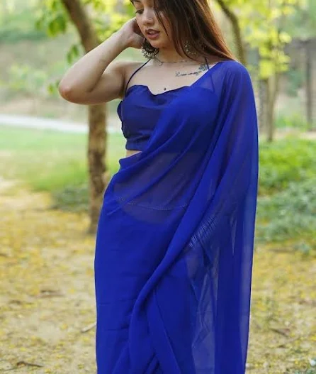 Elegant Blue Georgette Saree