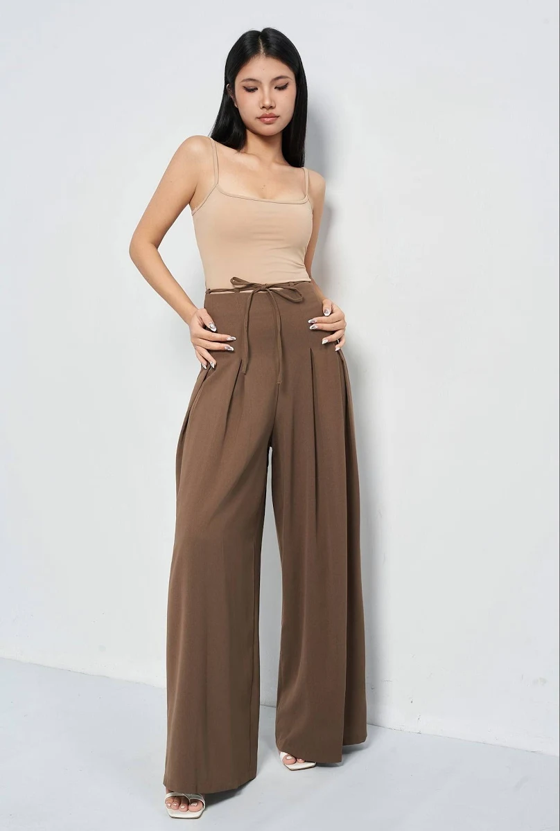 High-Waist Brown Wide Leg Pants