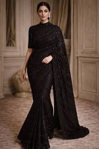 Elegant Black Designer Saree