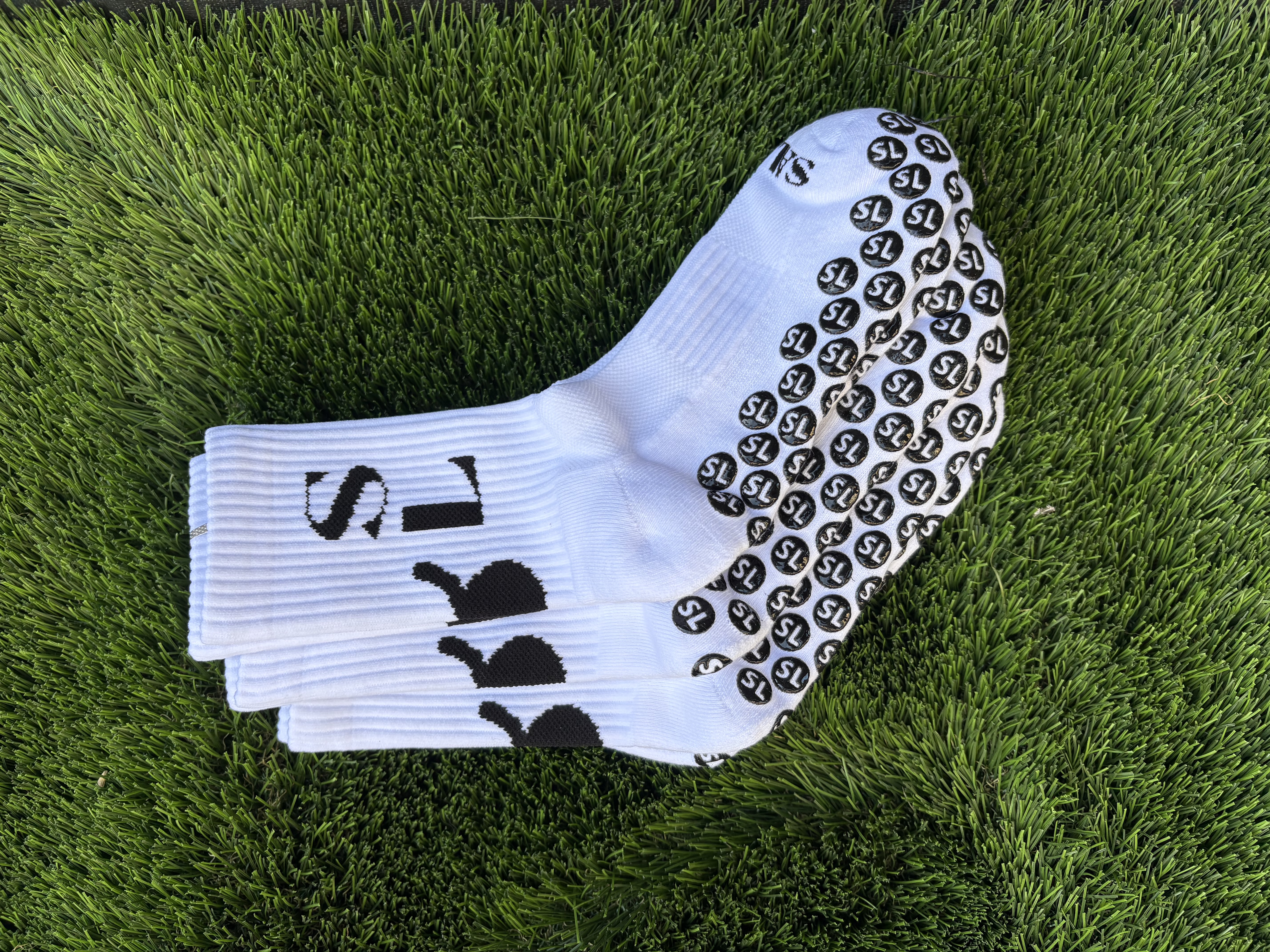 (3 Pack White) Adult Size Grip Socks