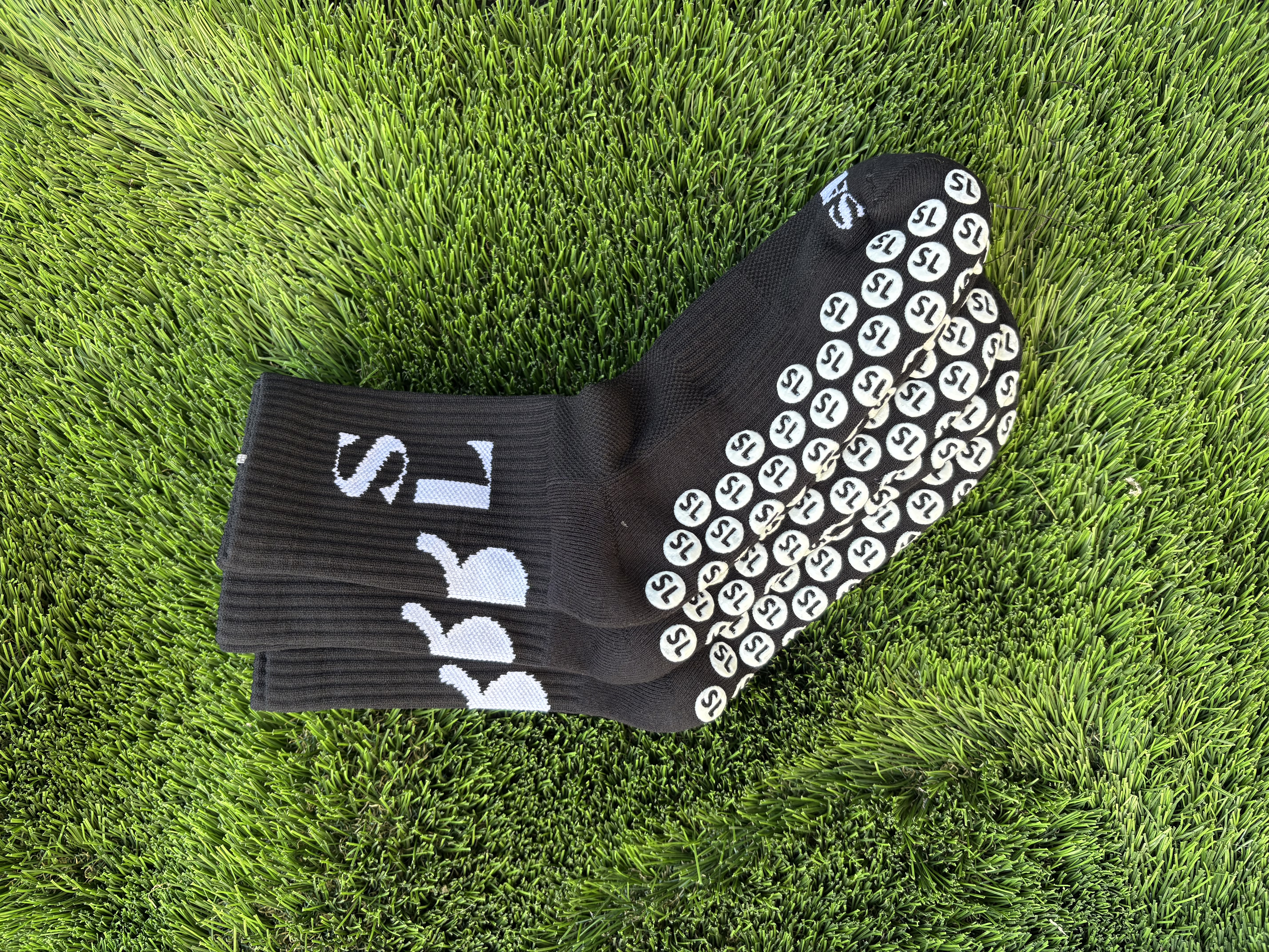 (3 pack Black) Adult Size Grip Socks