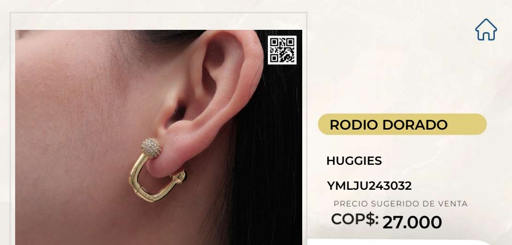 Aretes Huggies Rodio Dorado