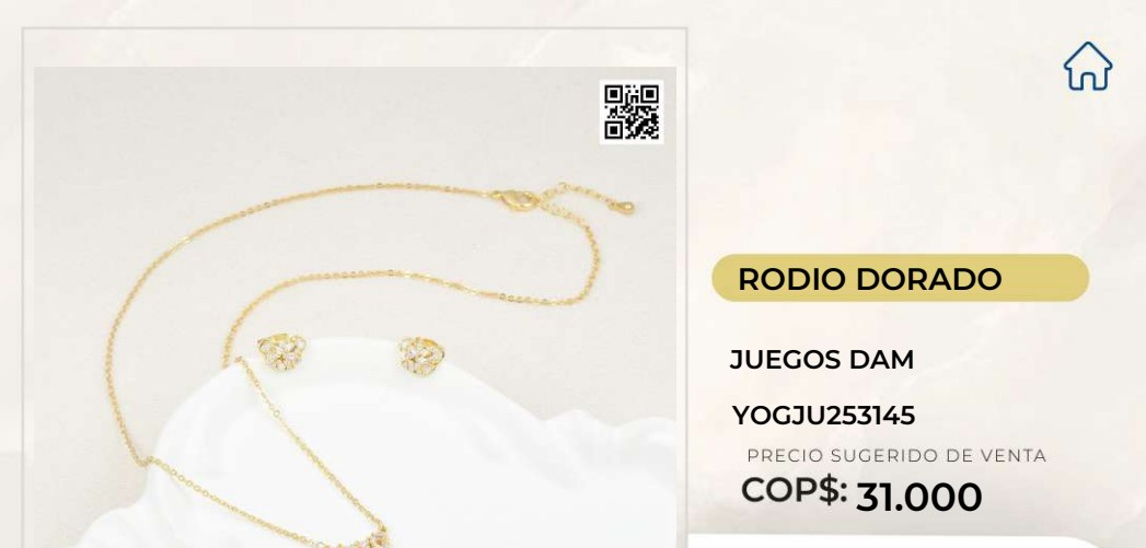 Juego de joyería rodio dorado