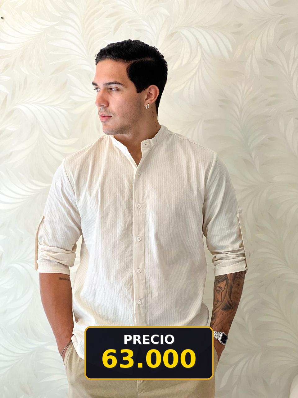 Camisa blanca casual para hombre